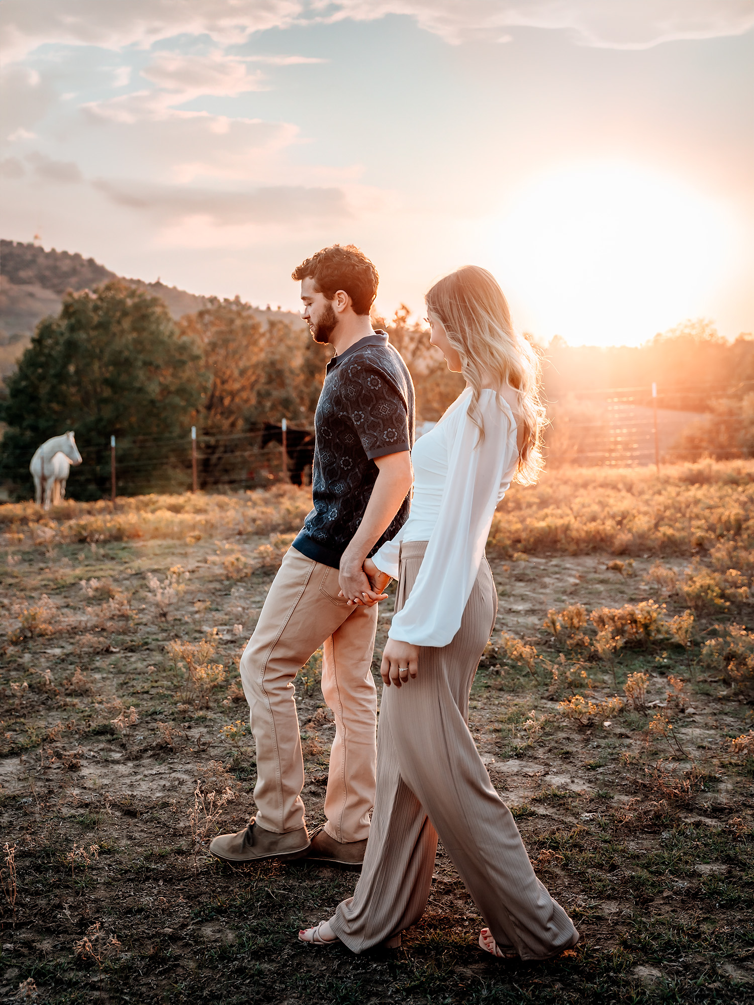 boyfriend and girlfriend walking and holding hands